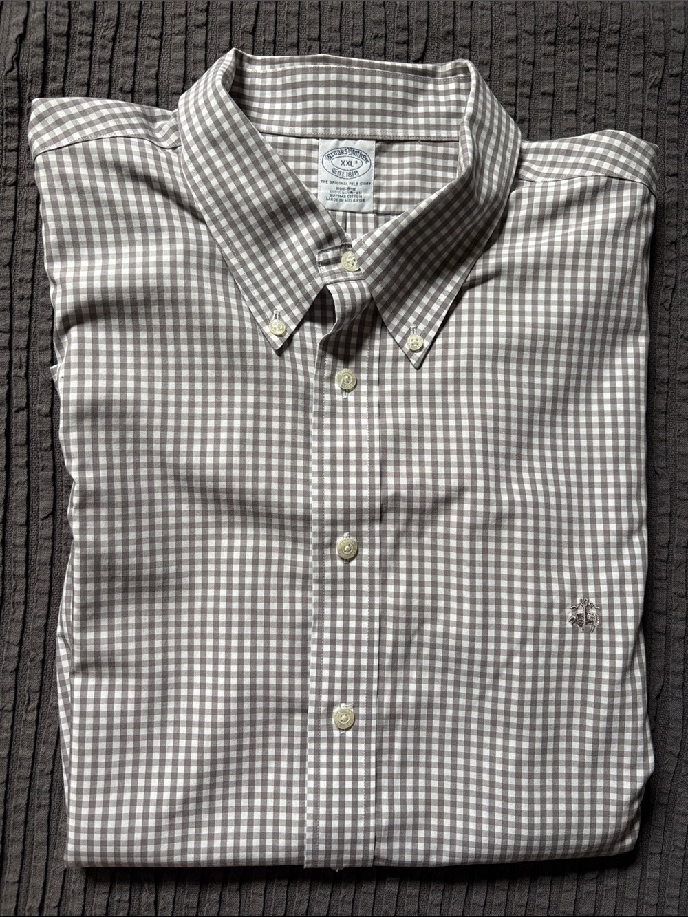 Brooks Brothers Men’s XXL Gray Check Buttondown Shirt